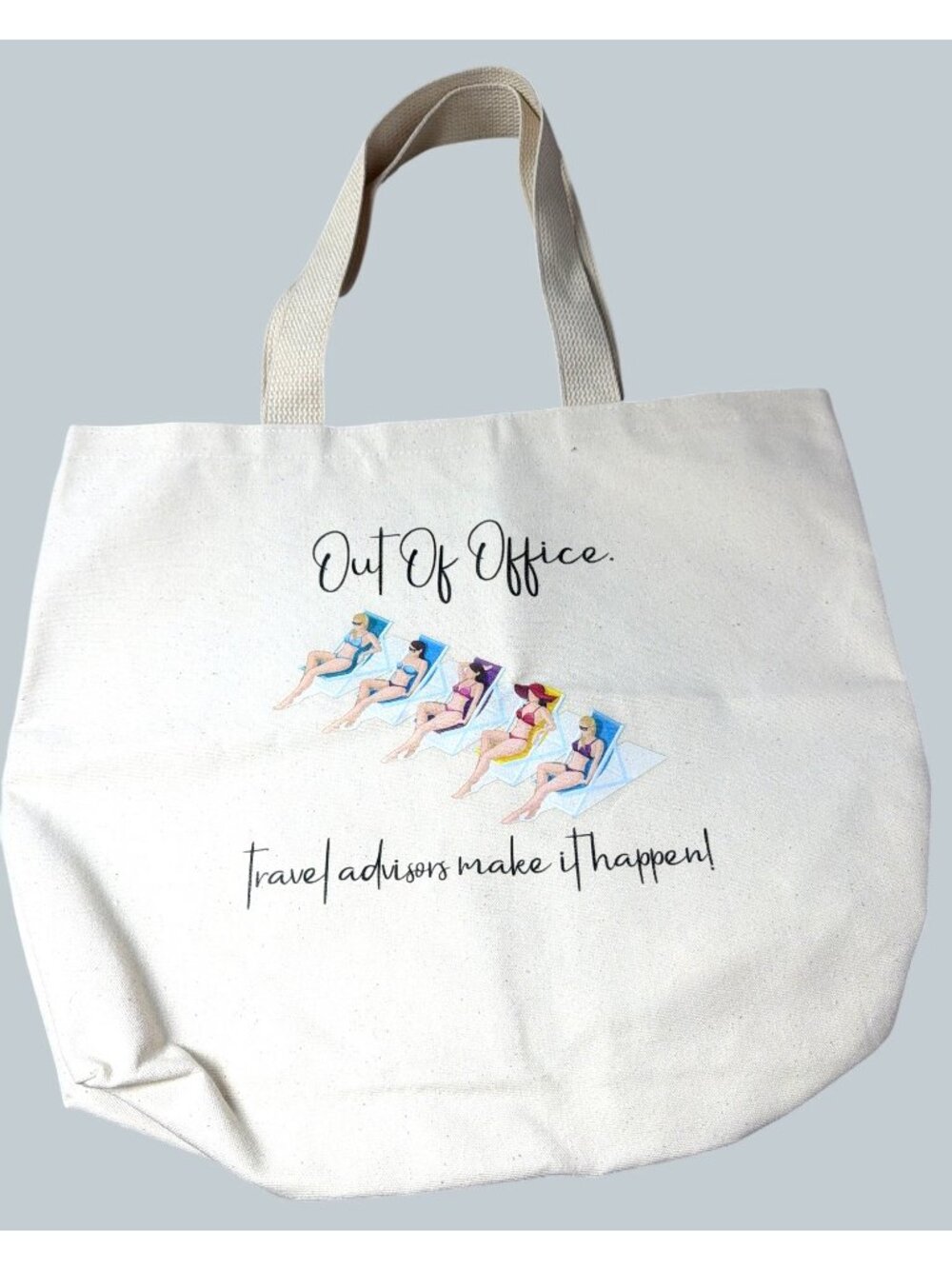 Large Heavy Duty Canvas Tote Bag Out Of Office Travel Advisors Agents Vacation - Picture 12 of 13